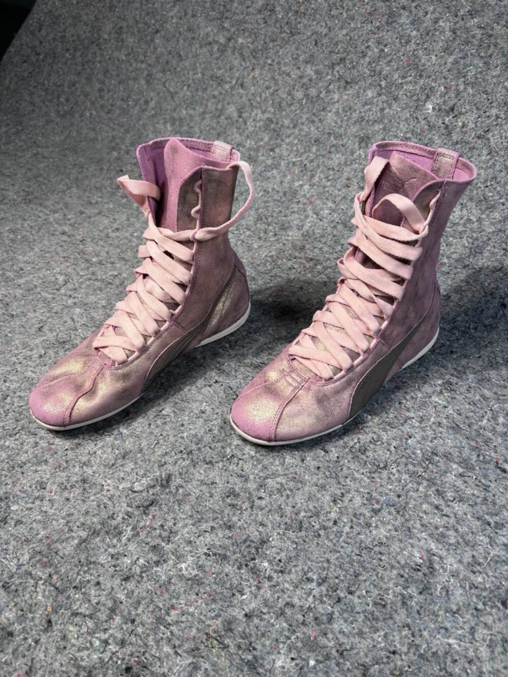 Rare Puma Eskiva Hi Metallic Pink Boxing Sneakers Women's Sz 7 US Rare High Top - Picture 4 of 11